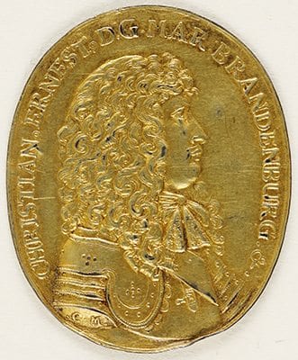 Markgraf Christian Ernst von Brandenburg-Bayreuth - Einseitig vergoldete Medaille. - um 1680 (Vorderseite)