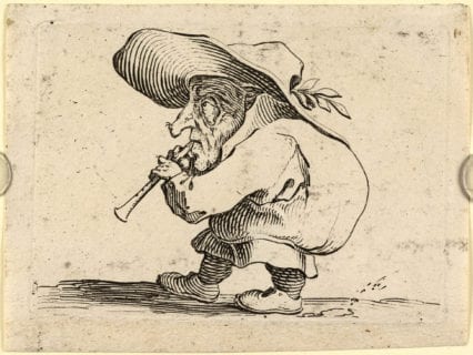 Der Flötenspieler / Jacques Callot. - 1616. - Kupferstich. – AK 2688 a
