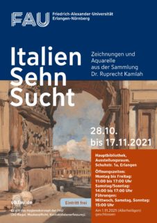 Plakat der Ausstellung Italiensehnsucht mit Abbildung des Titusbogens