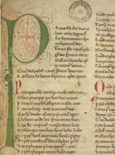 Farbig kolorierte Initiale einer mittelalterlichen Handschrift