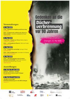 Plakat zu den Veranstaltungen anlässlich des Gedenkens an die Bücherverbrennung